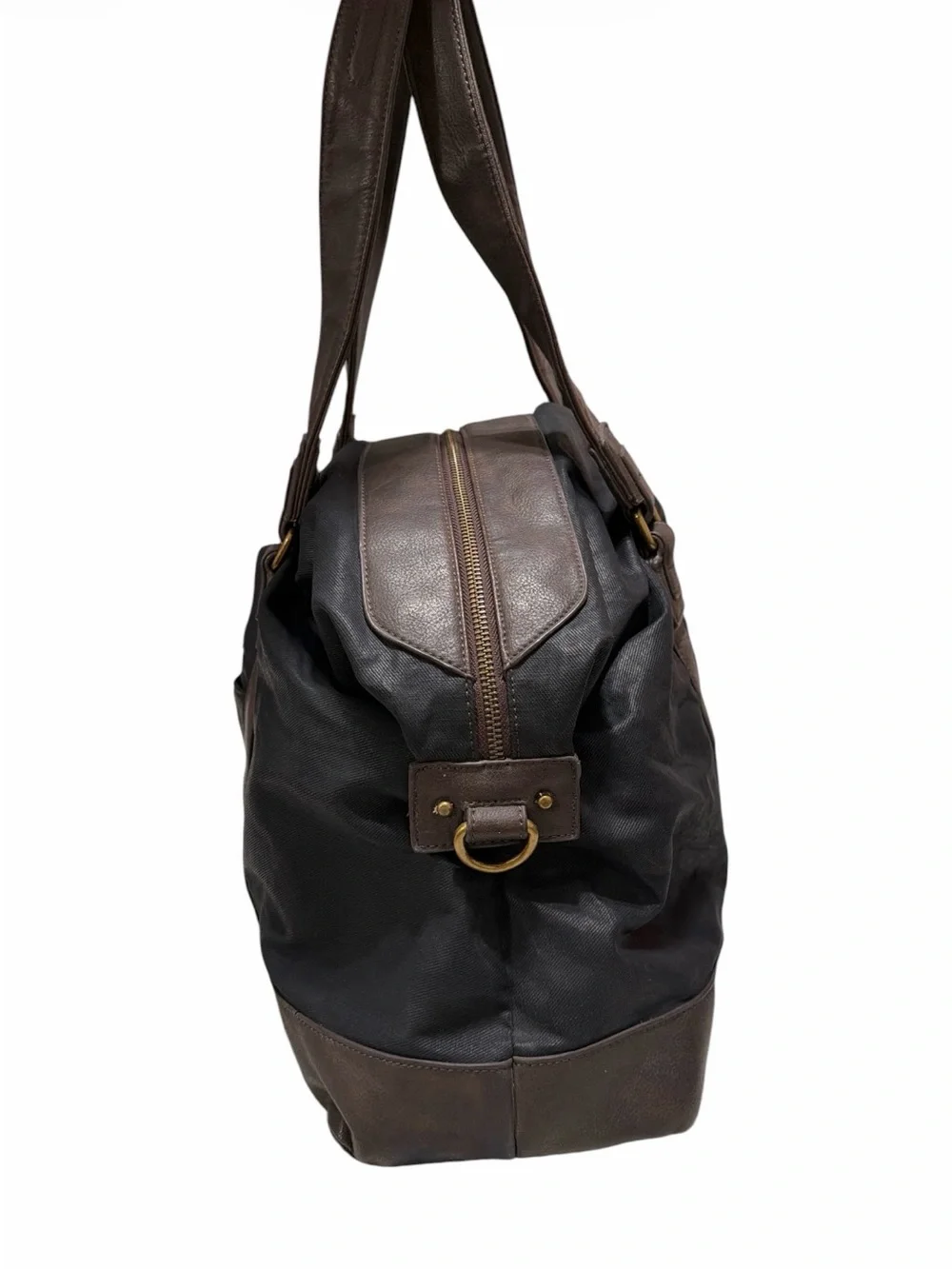 Matt & Nat Black Canvas Duffel with Brown Leather Trim